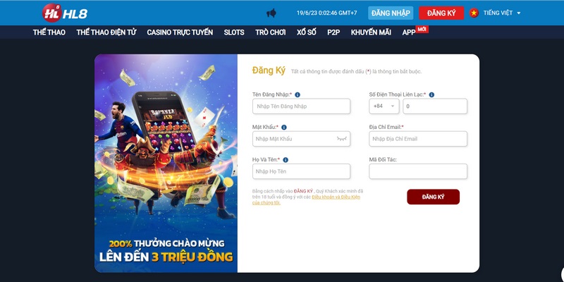 HL8 - Nhà cái cá cược đẳng cấp hàng đầu trên thị trường 9 Giao Diện Màn Hình Tạo Tài Khoản Nhà Cái Hl8