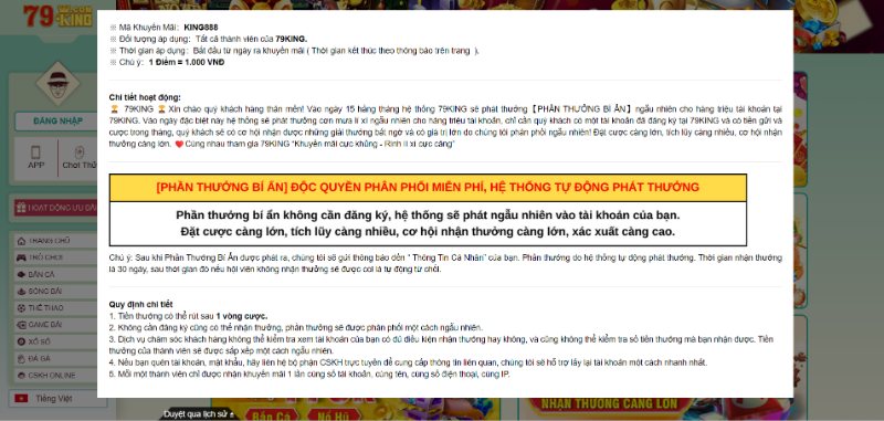 79KING - Nhà cái cá cược đỉnh cao hàng đầu cho bet thủ 4 Kho Khuyến Mãi Cực Hấp Dẫn